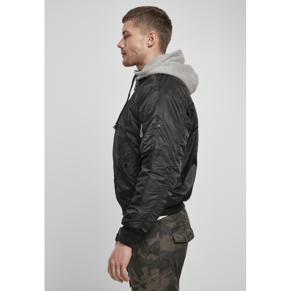 Brandit - Hooded MA1 Bomberjacke - Schwarz/Grau